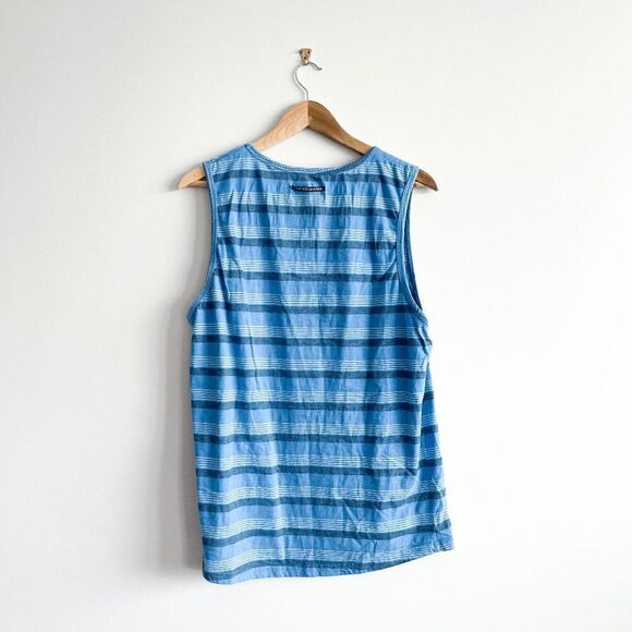 Projek Raw Mens Pullover Crew Neck Striped Sleeveless Tank Top Blue Size XL - Picture 2 of 8